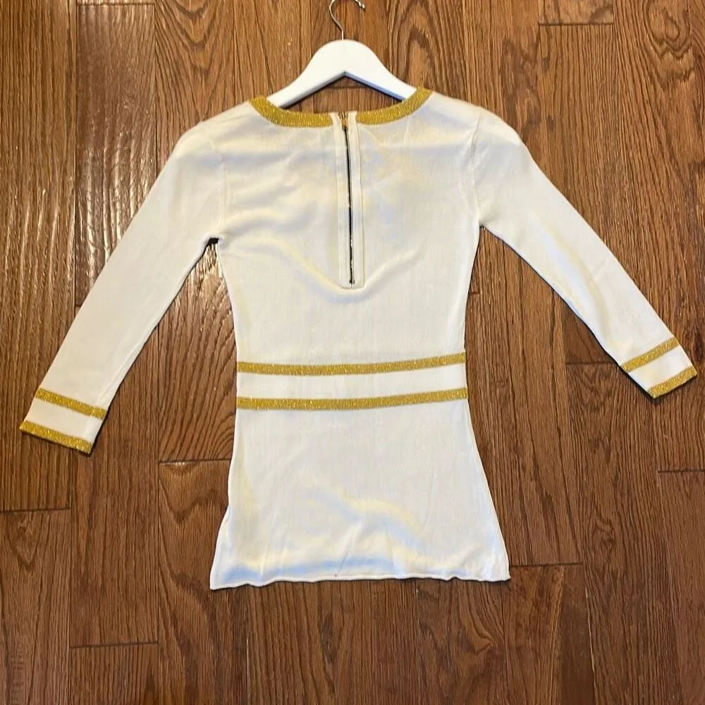 Marc Jacobs y2k gold and white trim detail sweater xs - Image 9