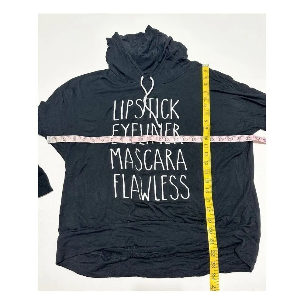 Electric Pink Womens Hoodie Long Sleeve Graphic Pullover Hoodie Black Size Large - Image 7