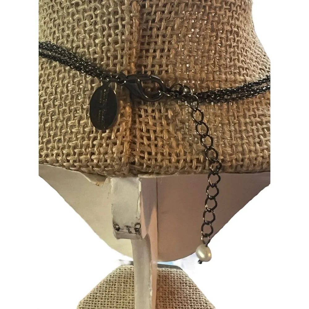 White House Black Market WHBM Necklace Gunmetal Pearls Multi Strand 18" - Image 4