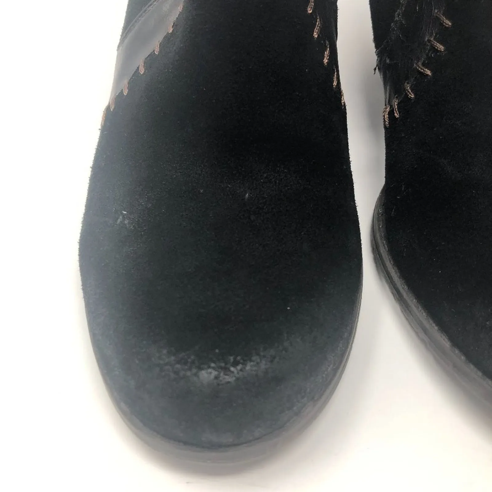 BC Women's Suede Black Ankle Boots Size 7.5 - Image 9