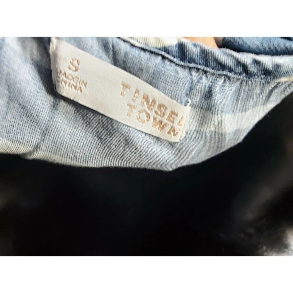 Tinsel Town Women's Blue & White 100% Polyester V-Neck Strappy Romper Dress S - Image 6