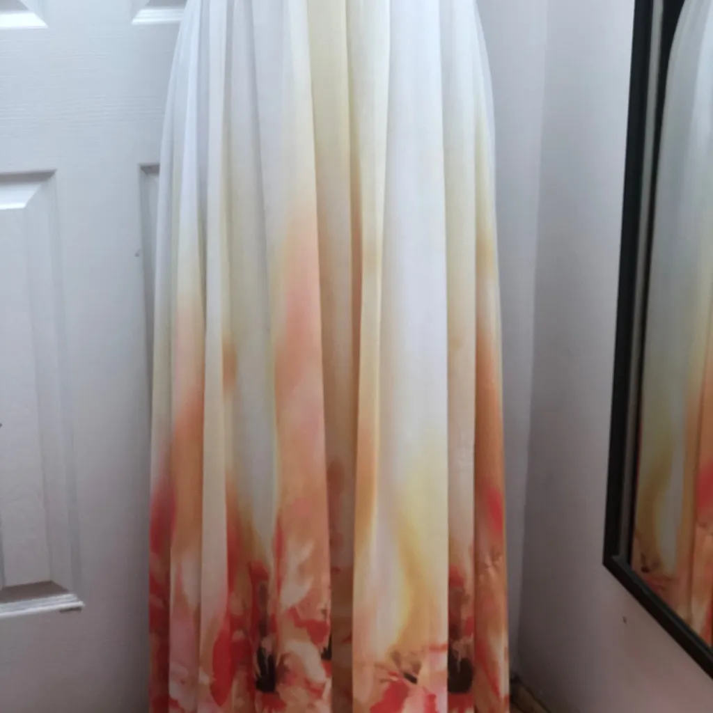 Cachet sweetheart neckline gemstone chiffon dress Orange Size 12 - Image 3