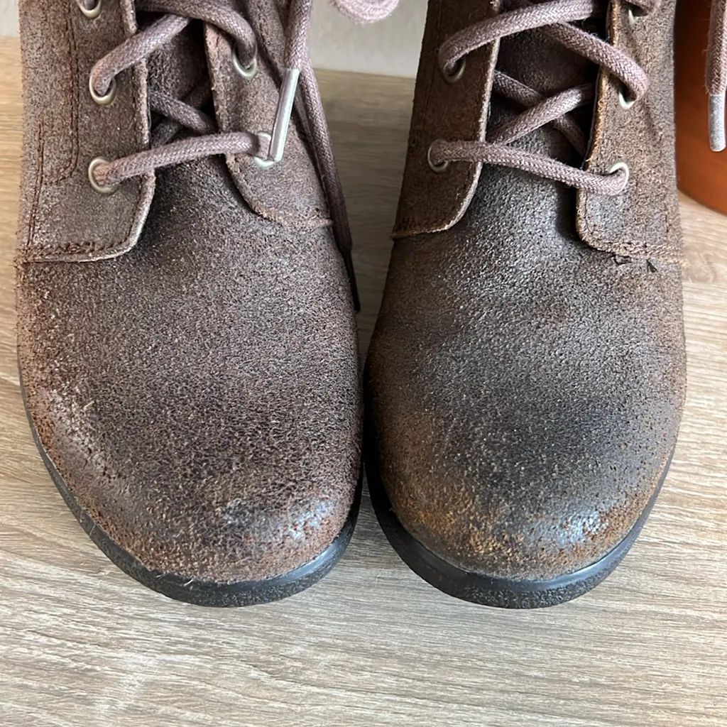 UGG Waterproof Suede Wedge Lace Tie Boot Booties, 6 - Image 3