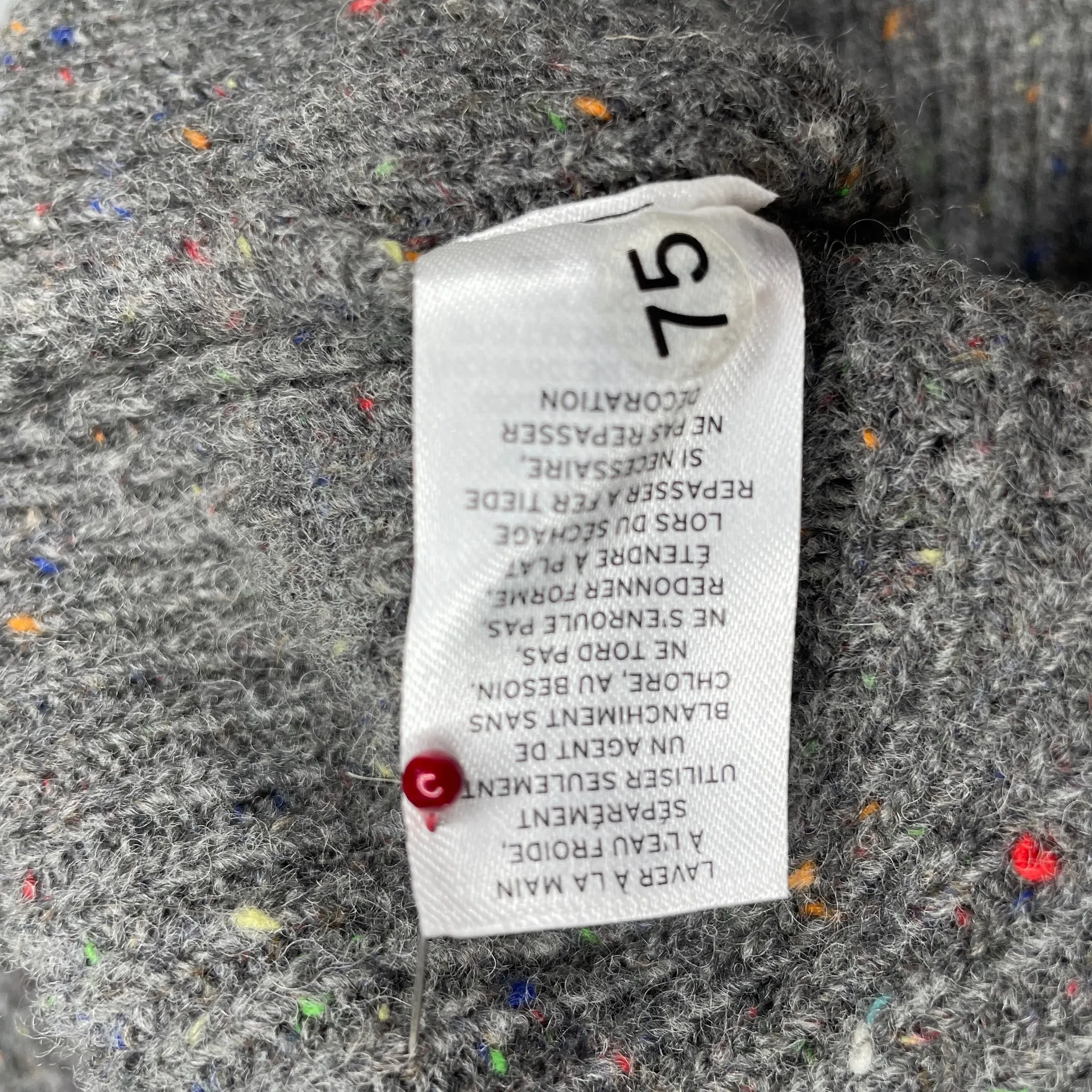 Something Navy  Cable Knit Sweater Womens Small Gray Puff Sleeve Multicolor Wool - Image 11