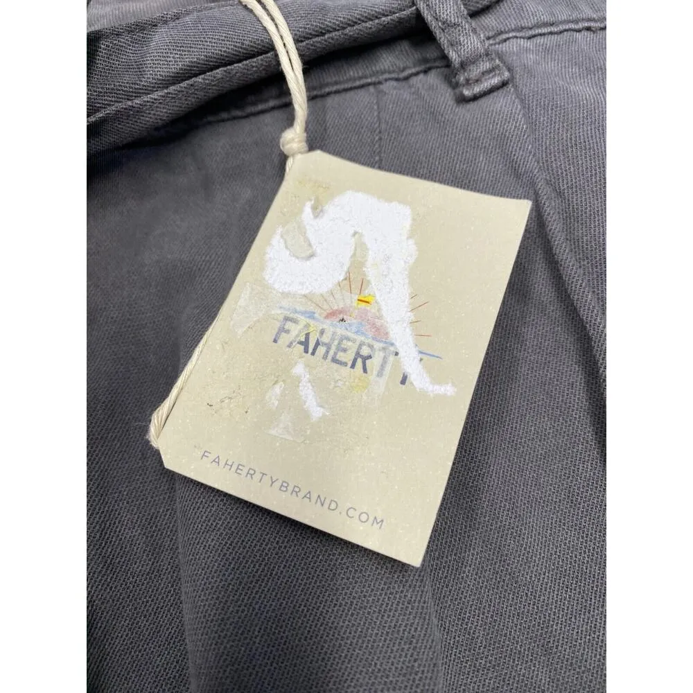 Faherty Brand Paper Bag Women's XL Gray Tie Belt Slash Pockets Classic A37 - Image 2