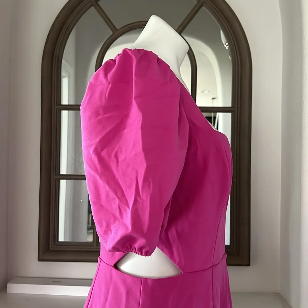 French Connection Puff Sleeve Cutout Dress, Wild Rosa Size 10 New w/Tag $118 - Image 6