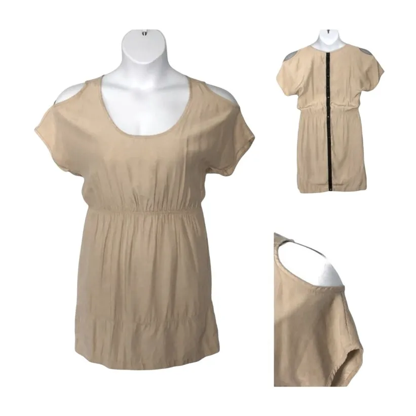 Urban Outfitters Silence + Noise Cold Shoulder Mini Dress Tan XS - Image 2