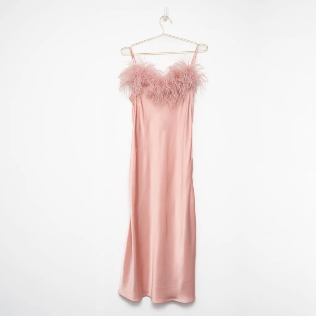 SLEEPER – Boheme Feather-Trim Slip Dress - Image 2