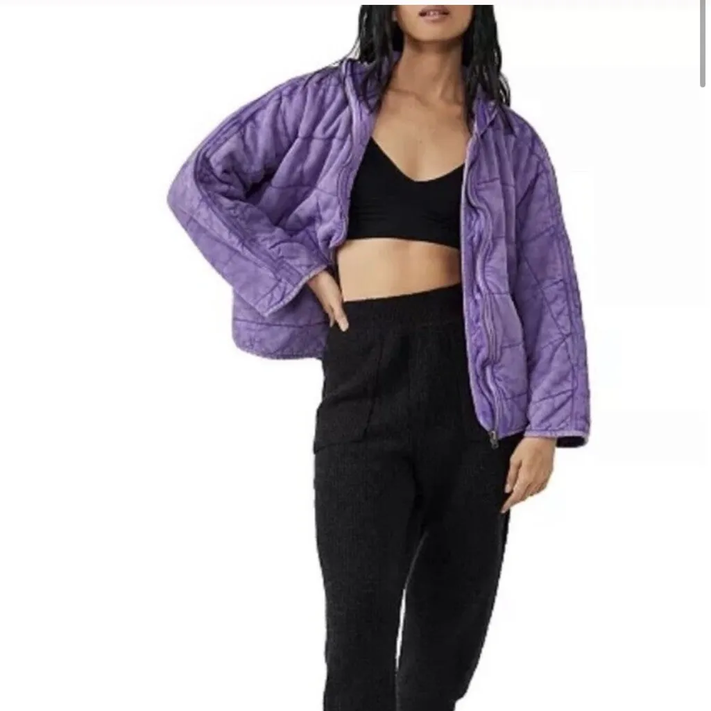 Free People quilted dolman in moonberry - Image 3