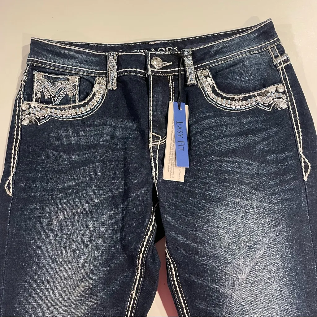 Grace in LA Women Capri Jean NWT Dark Wash Sz 28 Easy Fit Stretch Denim  Western - Image 7