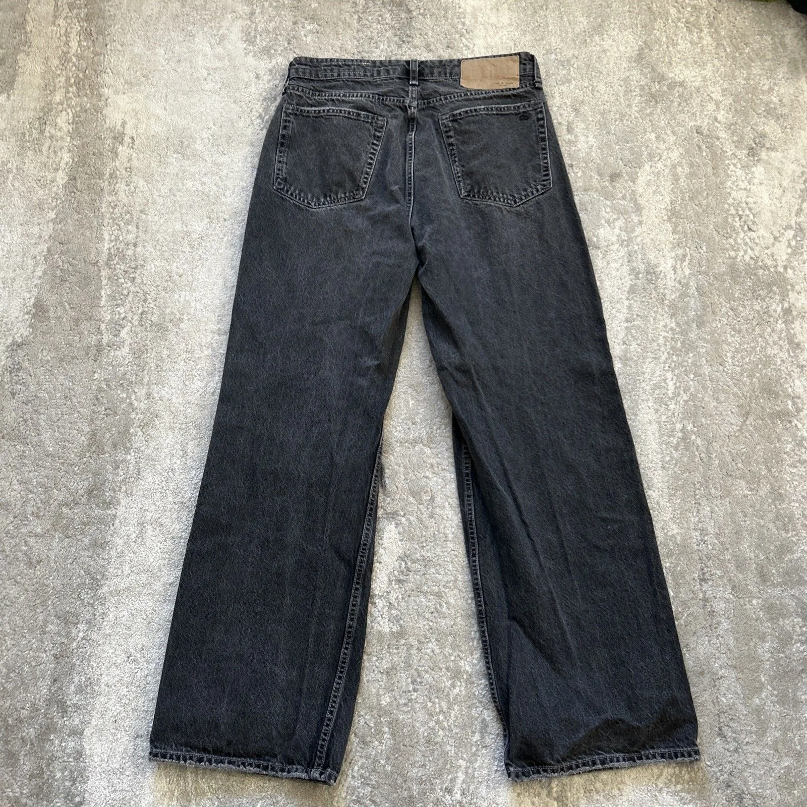 Rag & Bone Jeans Womens 29 Logan Mid-Rise Wide Leg Black Denim Baggy Distressed - Image 7