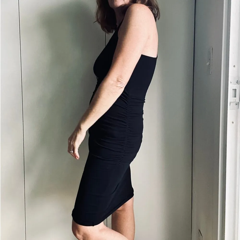 Michael Stars Demi ruched Tank DressClassic Fitted Dress black Size Medium - Image 7