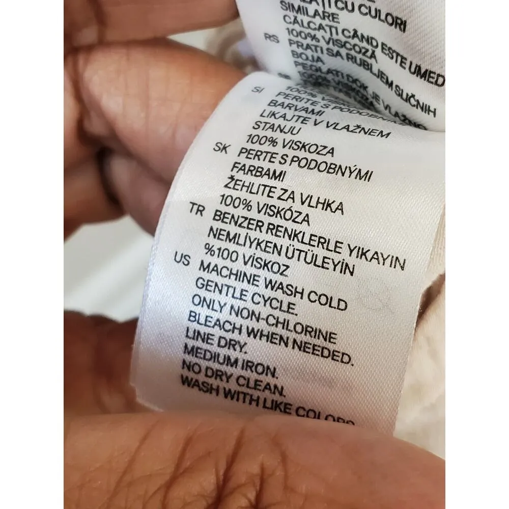 H&M Women's White Viscose Short Sleeve Round Neck Pullover Casual Shirt Size 6 - Image 10