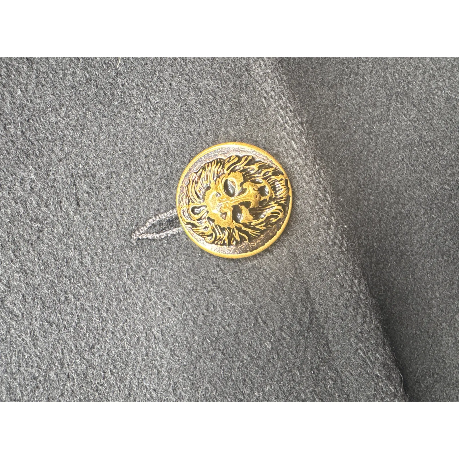 Vintage Alorna Black Wool Peacoat 1980s Petite Gold Lion Buttons M to L - Image 14