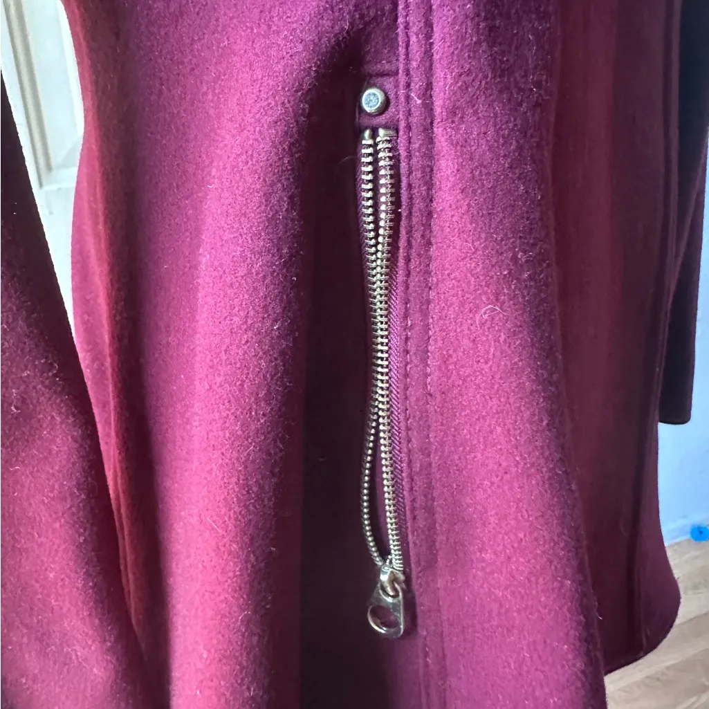 Liz Claiborne Burgundy Pea Coat with Gold Buttons - Image 6