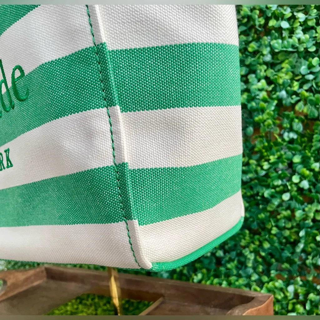 Kate Spade Jett Large Tote | Green Beach Time Stripe | Embroidered Logo | NWT - Image 9