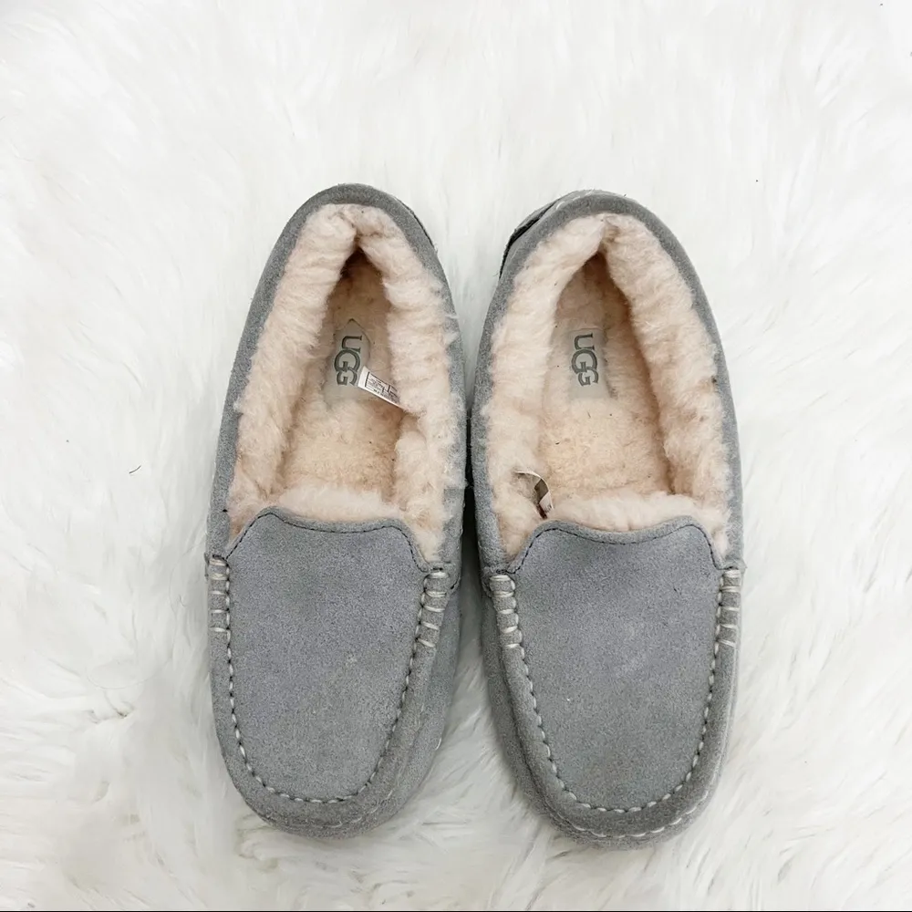 UGG Ansley Gray Suede Fur Slippers - Image 2