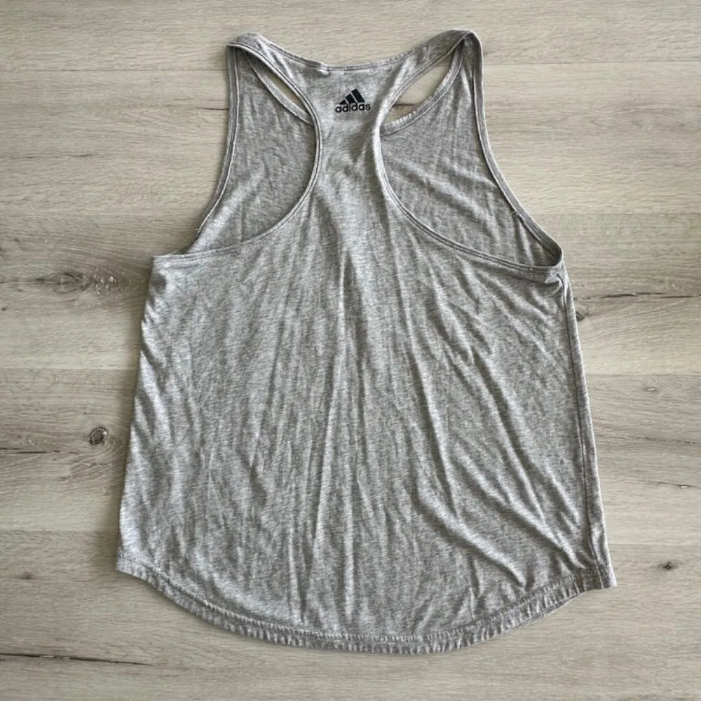 Adidas Logo Racerback Tee Gray M EUC - Image 5