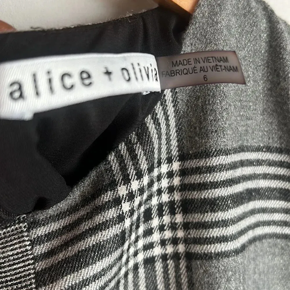 Alice + Olivia Coley Paneled Prince of Wales Checked Woven Mini Dress - Image 7