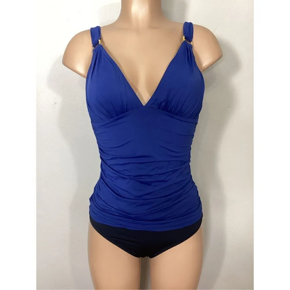 New. Bleu Rod Beattie v-neck navy tankini top. Size 8. Retails $91 - Image 3