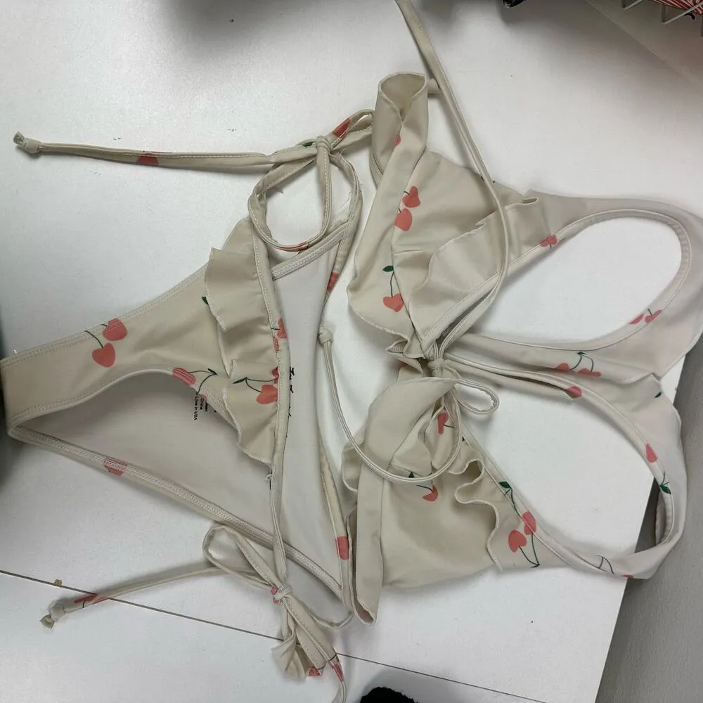 For love and lemons cherry print ruffle bikini set - Image 4