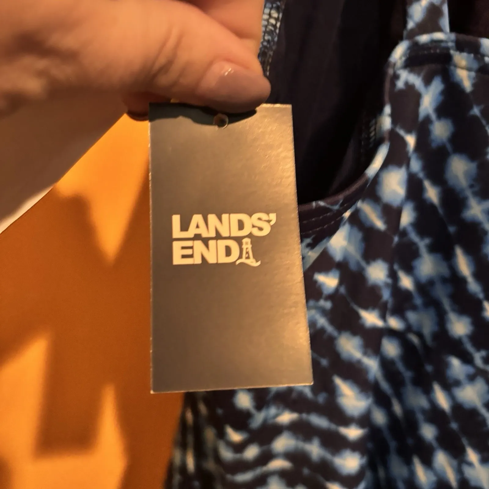 Lands' End Womens Flutter High Neck Tankini Top Navy Blue UPF 50+ Swim  6/8 NWT - Image 4