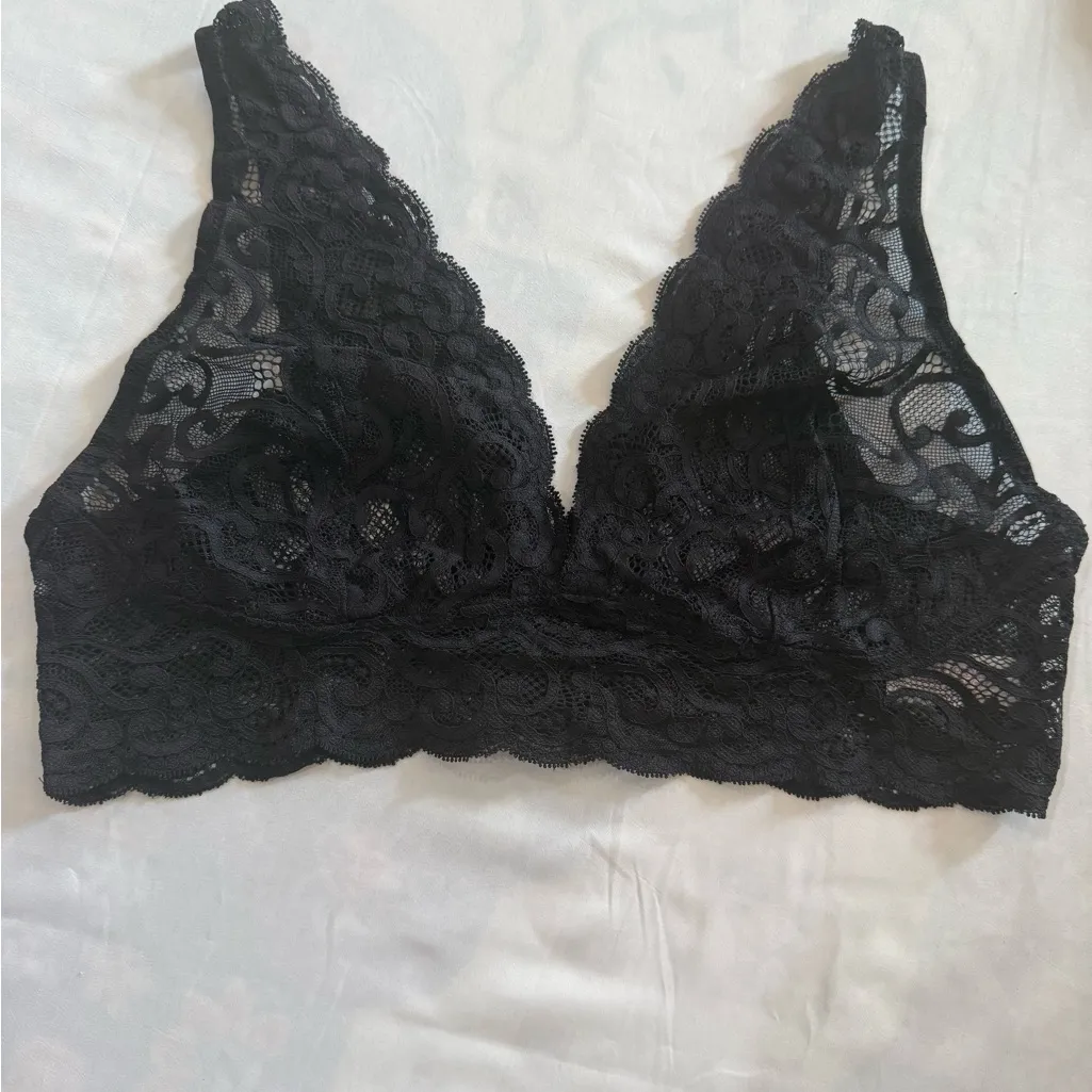 Lily of France Black Sexy Feminine Lace Bralette XL - Image 2