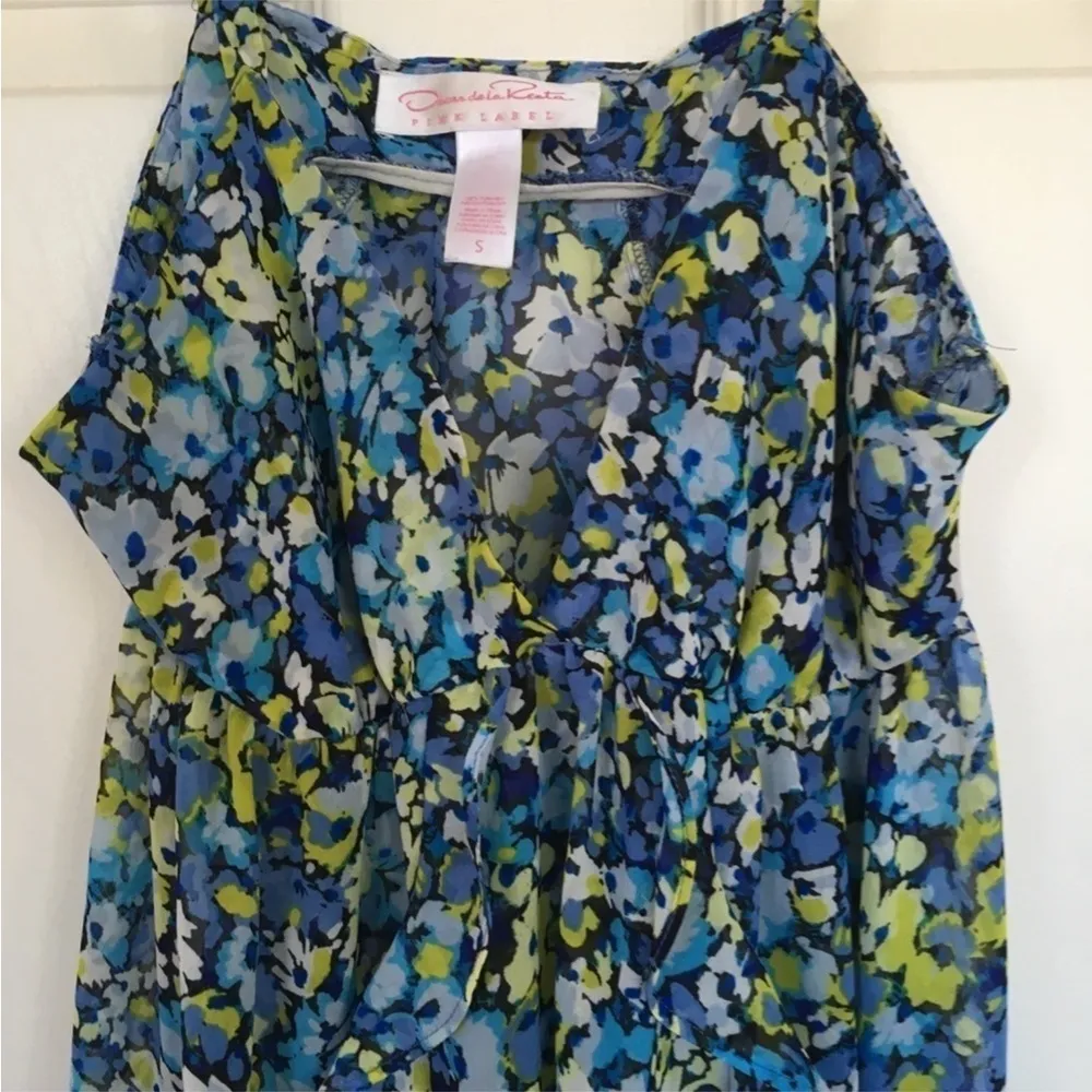 Women's Oscar de la Renta Dress, Blue Floral, Size S - Image 8