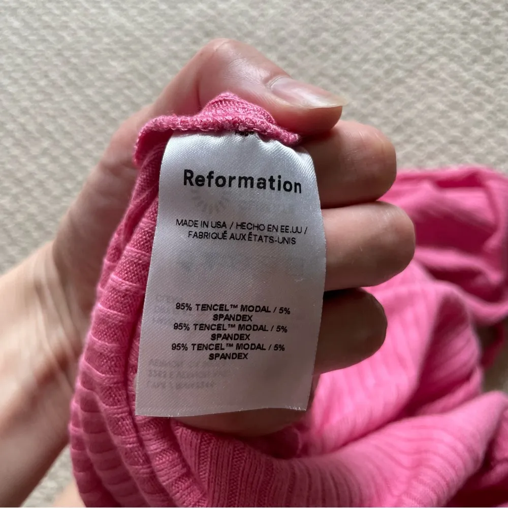 Reformation Bradley Knit Open Back Midi Dress in Candy Pink Small - Image 5