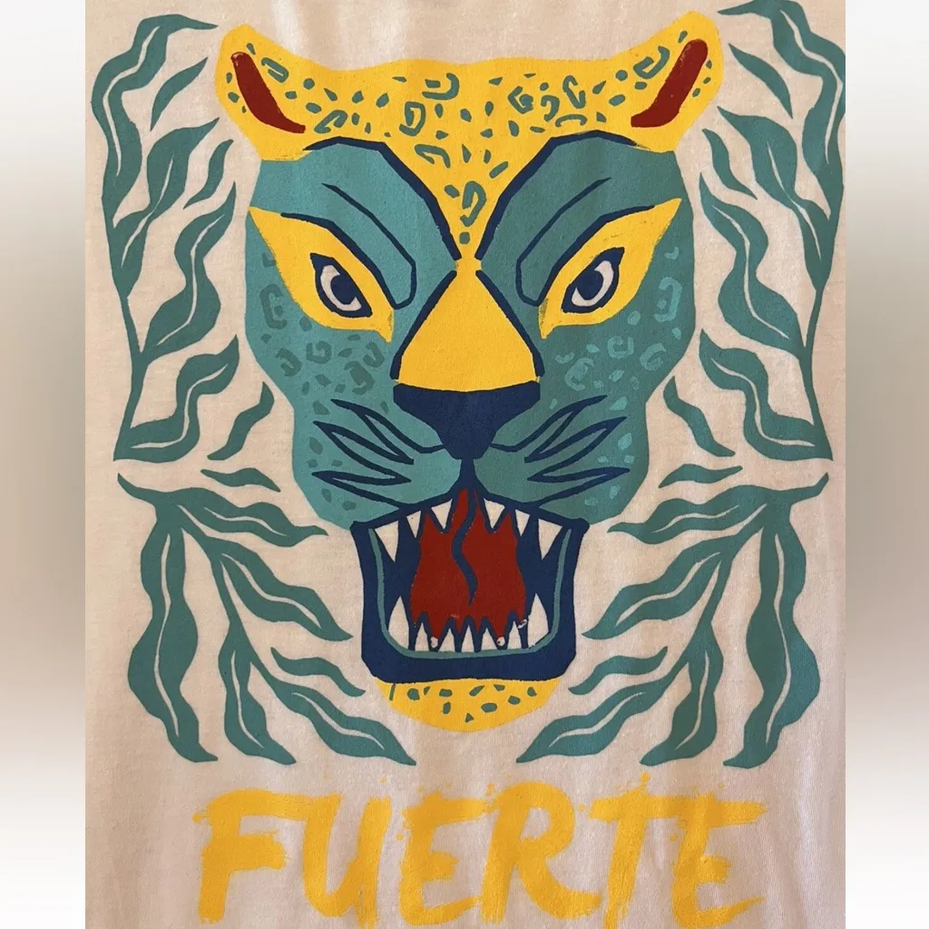 Sonoma Community Fuerte STRONG Fierce Jaguar Cat Art T-Shirt Juniors NWT Size XL - Image 2