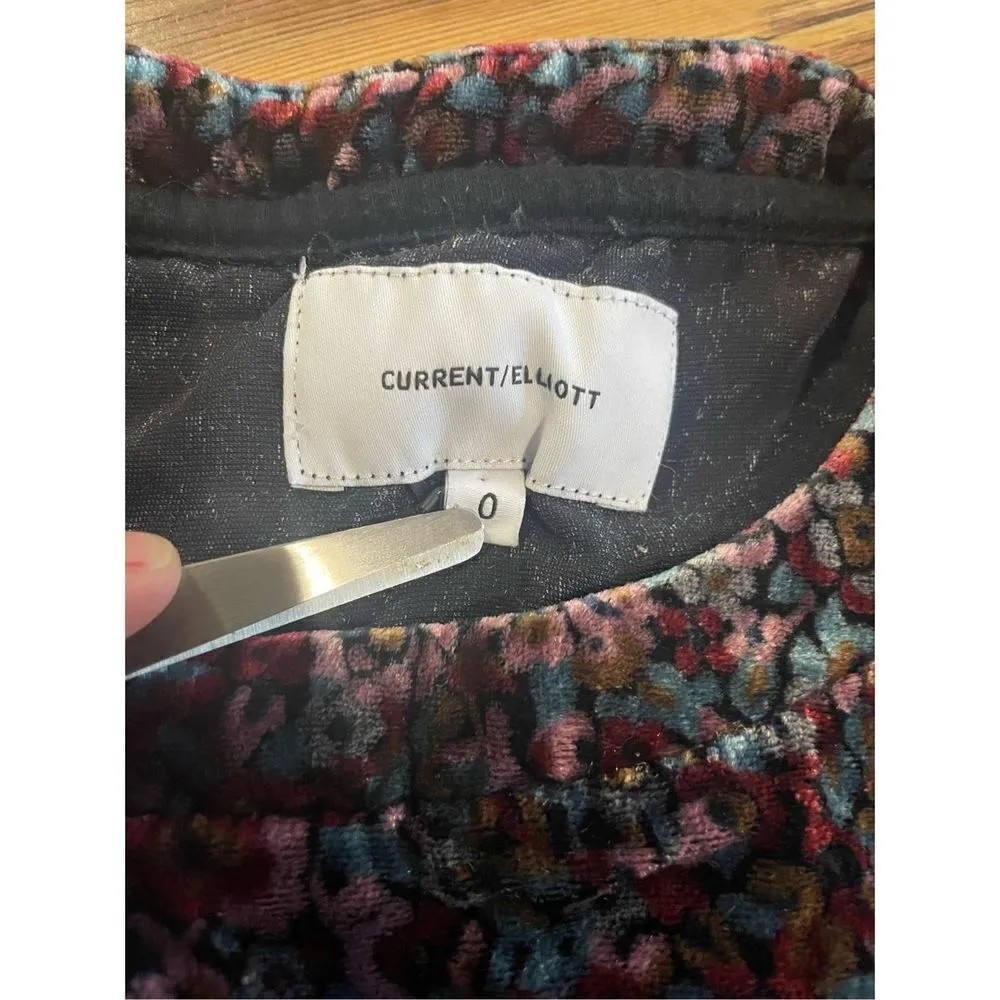 Current/Elliott The Janie Top in Floral Velvet sz 0 - Image 5