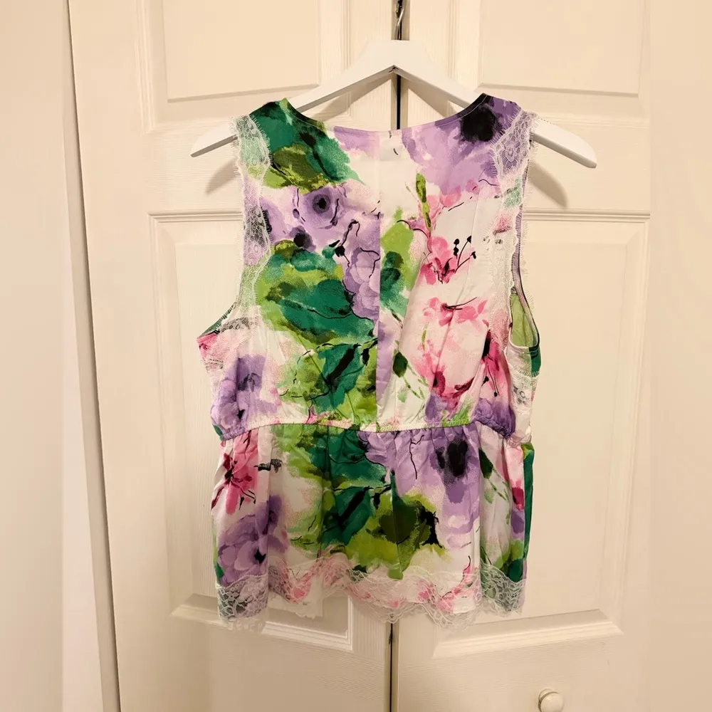 RM Rebecca Minkoff Floral Lace Sleeveless Top Flowers Pastels Size Large - Image 7