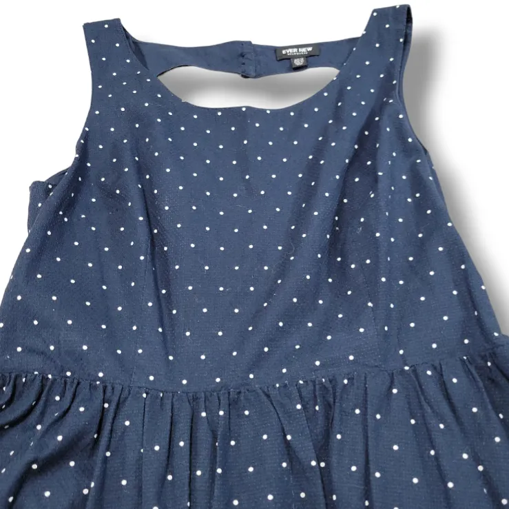 Ever New Melbourne Dress Size 10 Fit And Flare Dress Sleeveless Polka Dots Blue With White Dots - Image 4