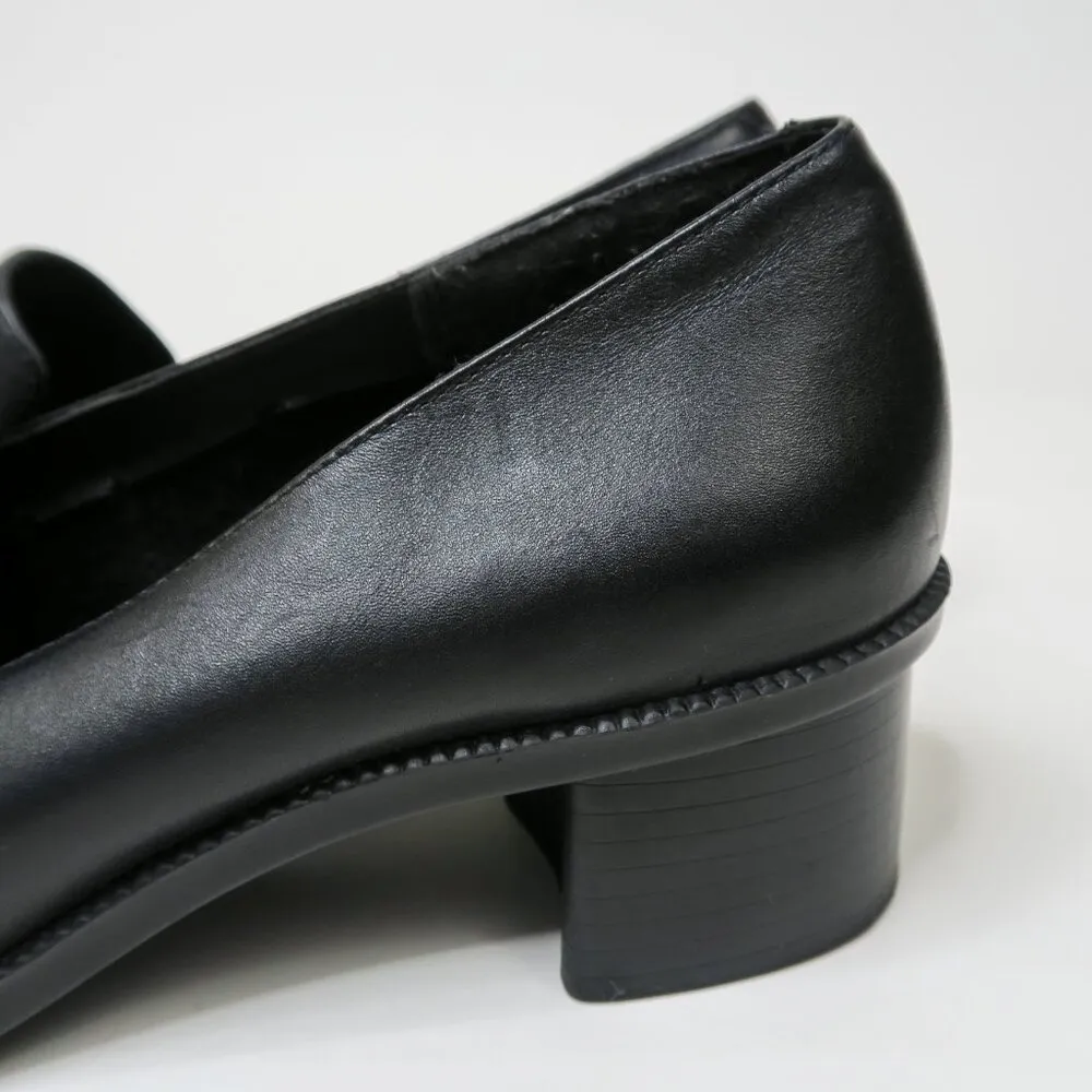 Vintage 90s A2 by Aerosoles Black Leather Heeled Loafers Size 8.5 - Image 8