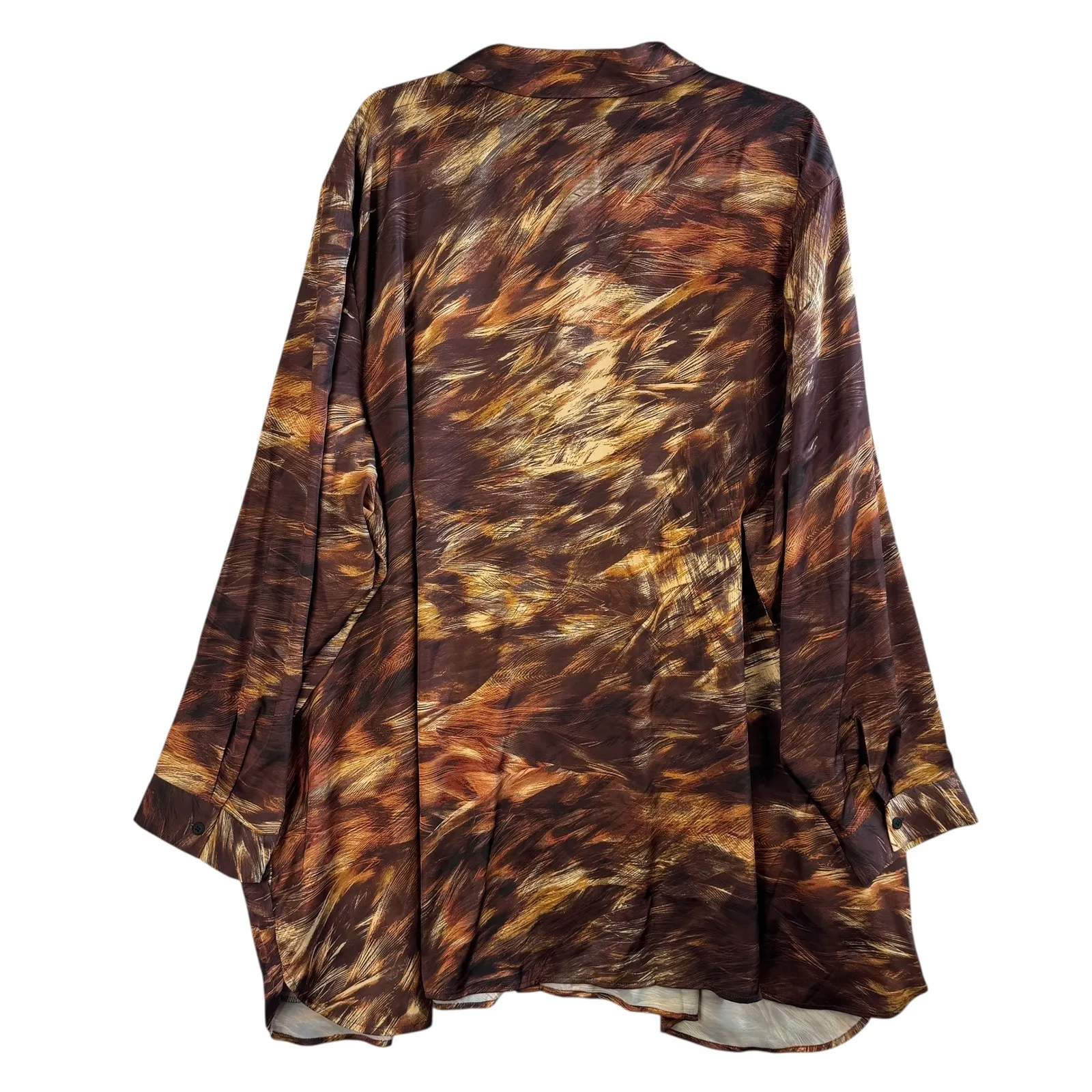 Susan Graver Liquid Knit Brown Abstract Blouse 5XP Oversized Art Print Top Boho - Image 2
