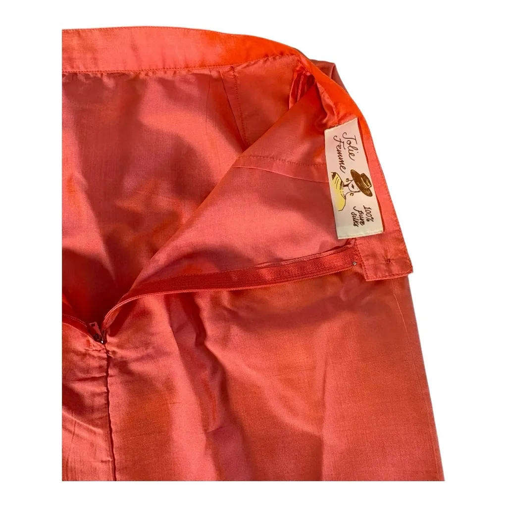 Vintage 90s Jolie Femme Silk Barbiecore Power Pink Pencil Midi Skirt Women’s S - Image 4