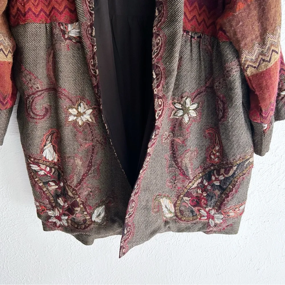 Soft Surroundings Open Wool Zigzag & Floral Jacket Sz XL - Image 3