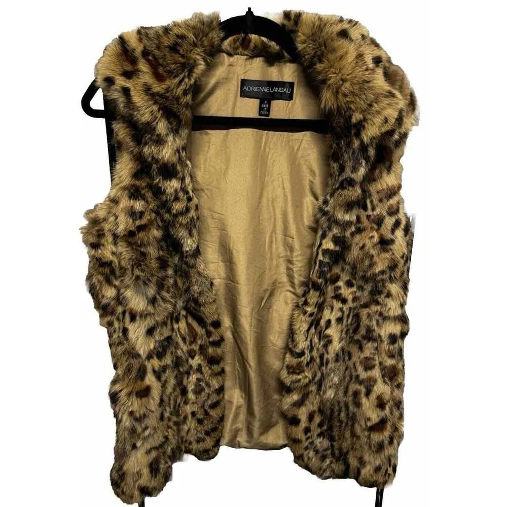 Adrienne Landau Rabbit Fur Vest SMALL Brown - Image 3