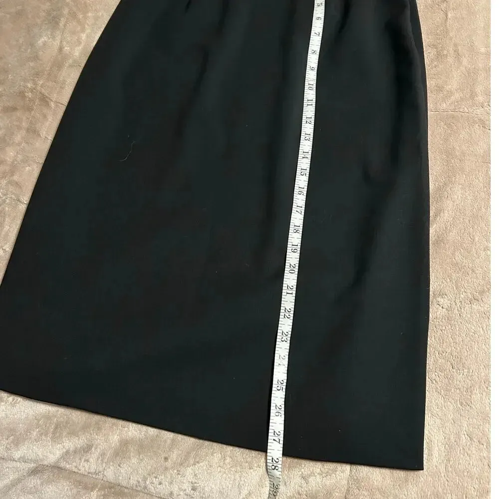 Harold's Wool Straight Skirt Size 8 Black Vintage Office Work Classic Italy - Image 5