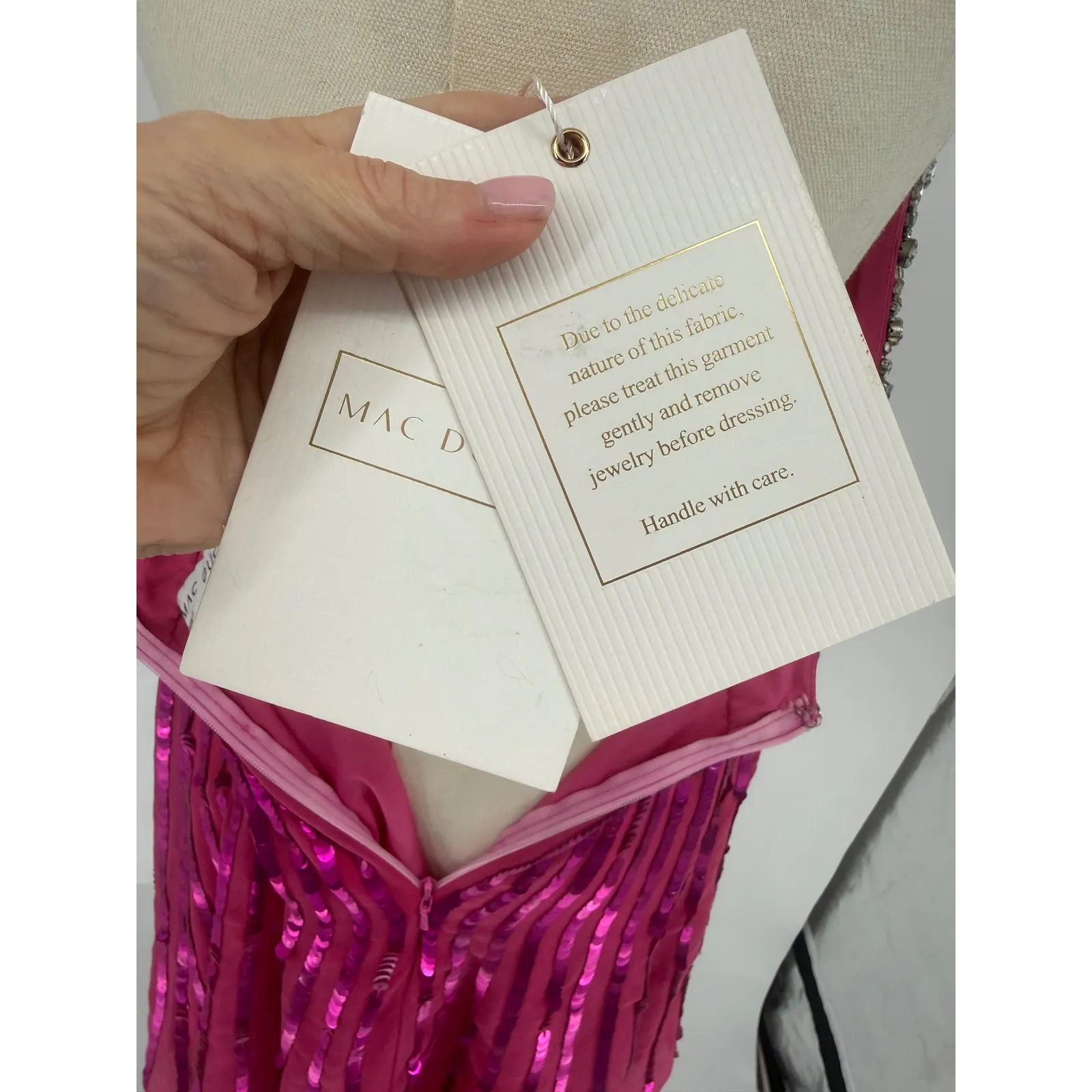 Mac Duggal 10996 Hot Pink Embellished Halter Trapeze Dress Sz 2 NWT - Image 9