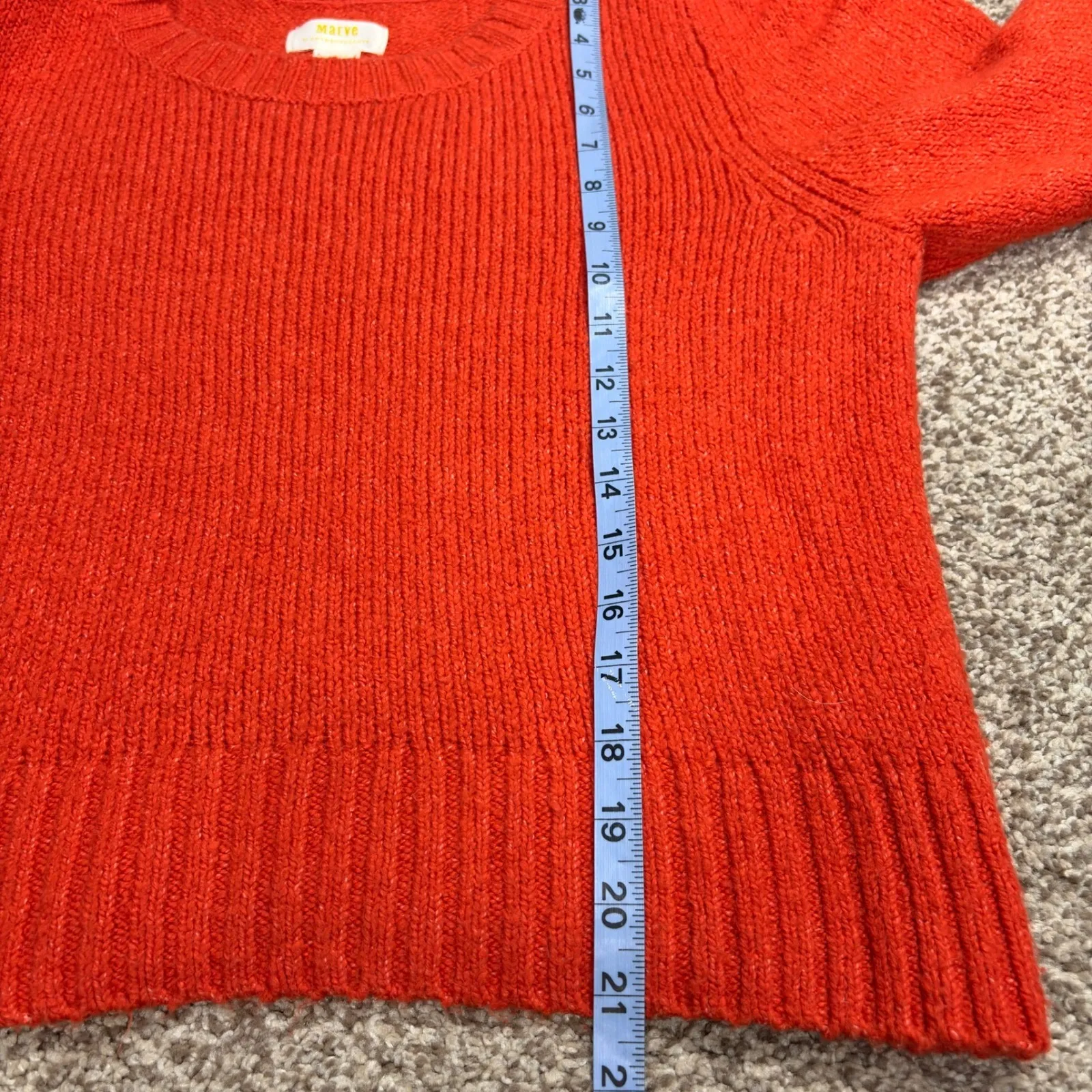Maeve by Anthropologie Orange Knit Sweater Puff Sleeve Pullover Women L Classic Size L - Image 10