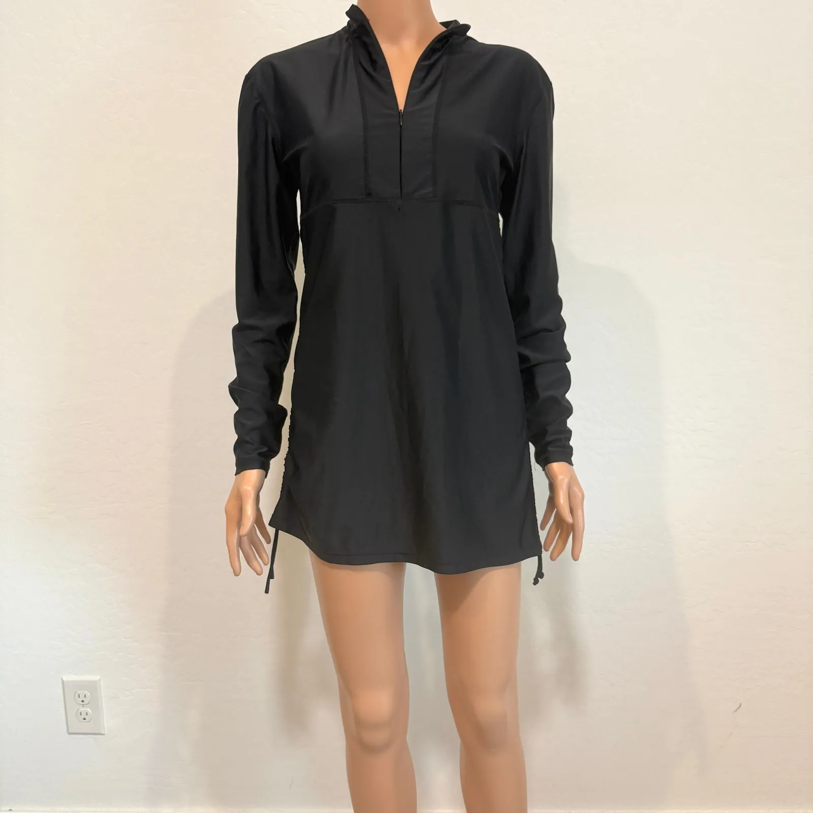 Sailbee large convertible ruched swim shirt dress SW 3144 Black - Image 6
