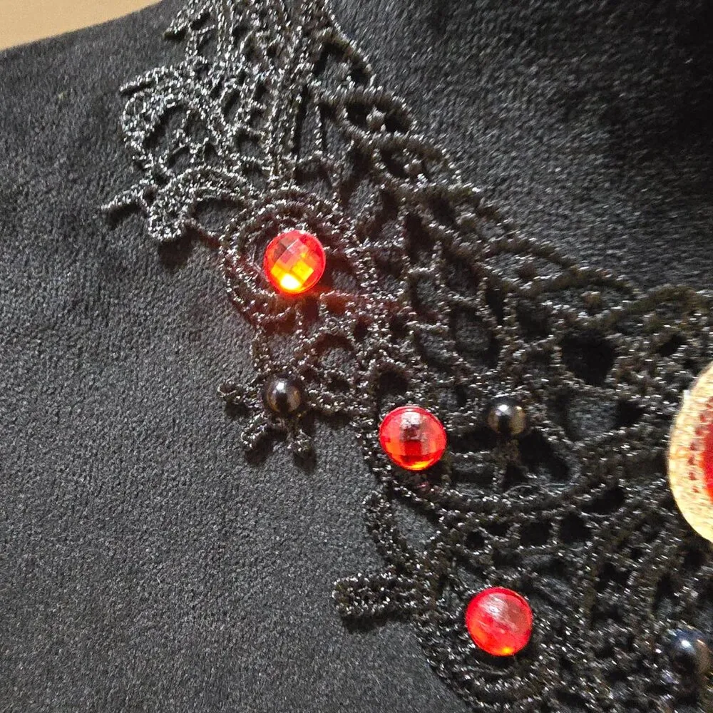 Vintage Aabellay Gothic Black Lace Red Stone Necklace Steampunk Vampire Choker - Image 6