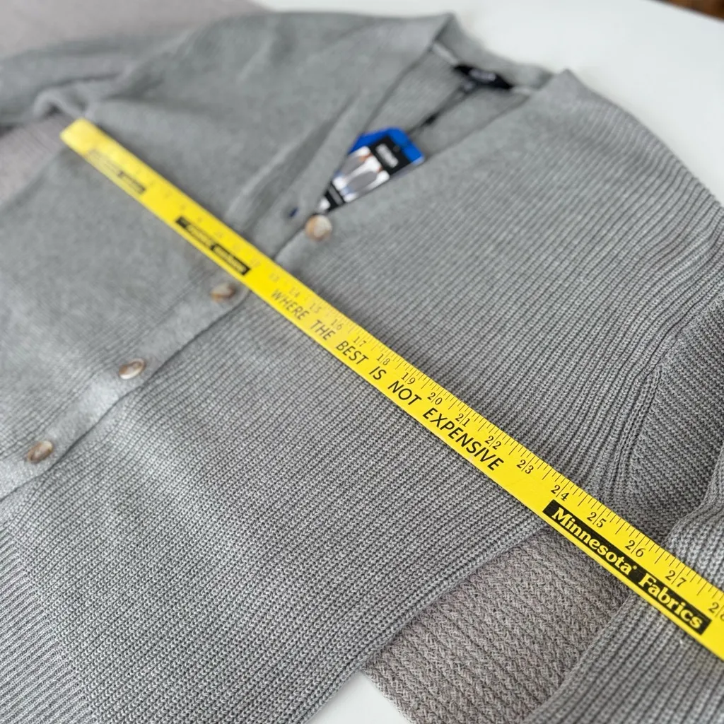 Hudson Light Gray Ribbed V Neck Cotton Cardigan Sweater Size Large NWT - Image 10