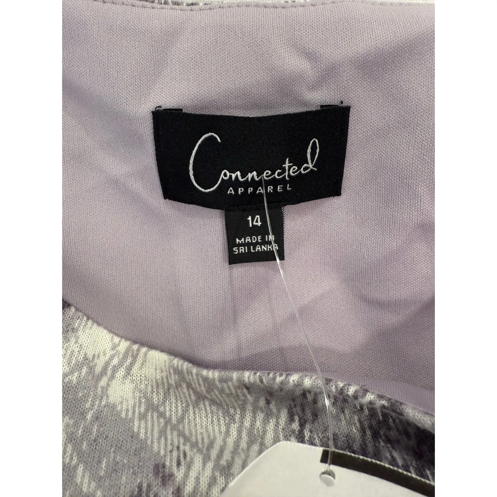 Connected Apparel Bell Sleeve Printed Knee Length Dress Dusty Lavender Size 14 - Image 4