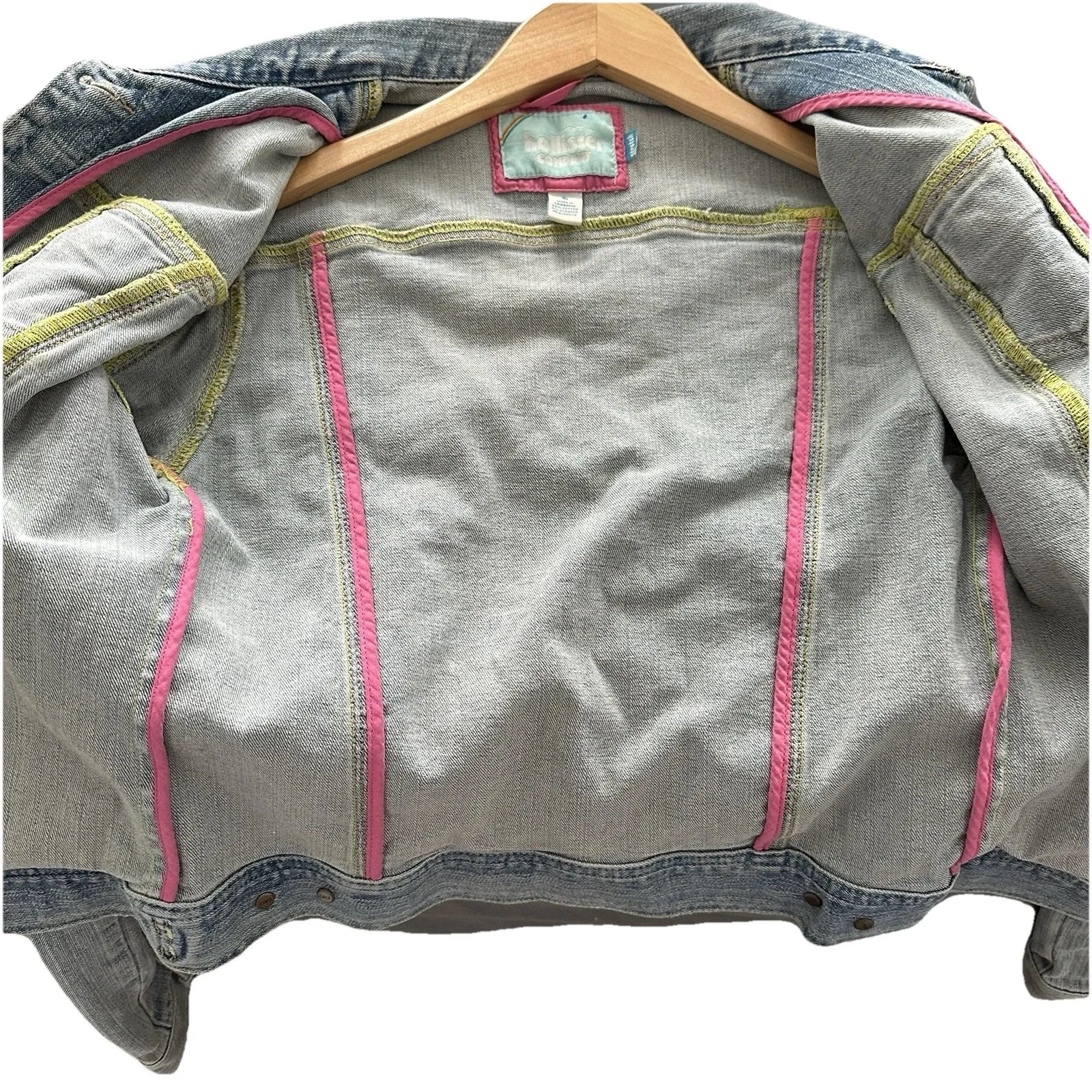 VTG Y2K Hollister Stretch Denim Jacket Junior L Fitted Button-Up Jean Coat - Image 10