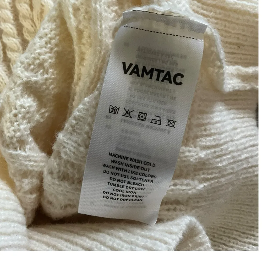 Vamtac Chunky Cable Knit Fisherman Pullover Crew Neck Sweater Size M - Image 4