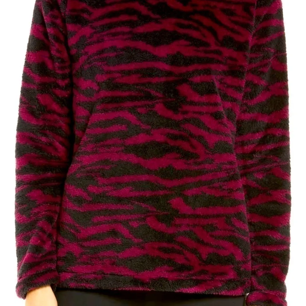 Zella burgundy and black fuzzy turtleneck sweatshirt/ tunic. Size XS. NWT. - Image 7