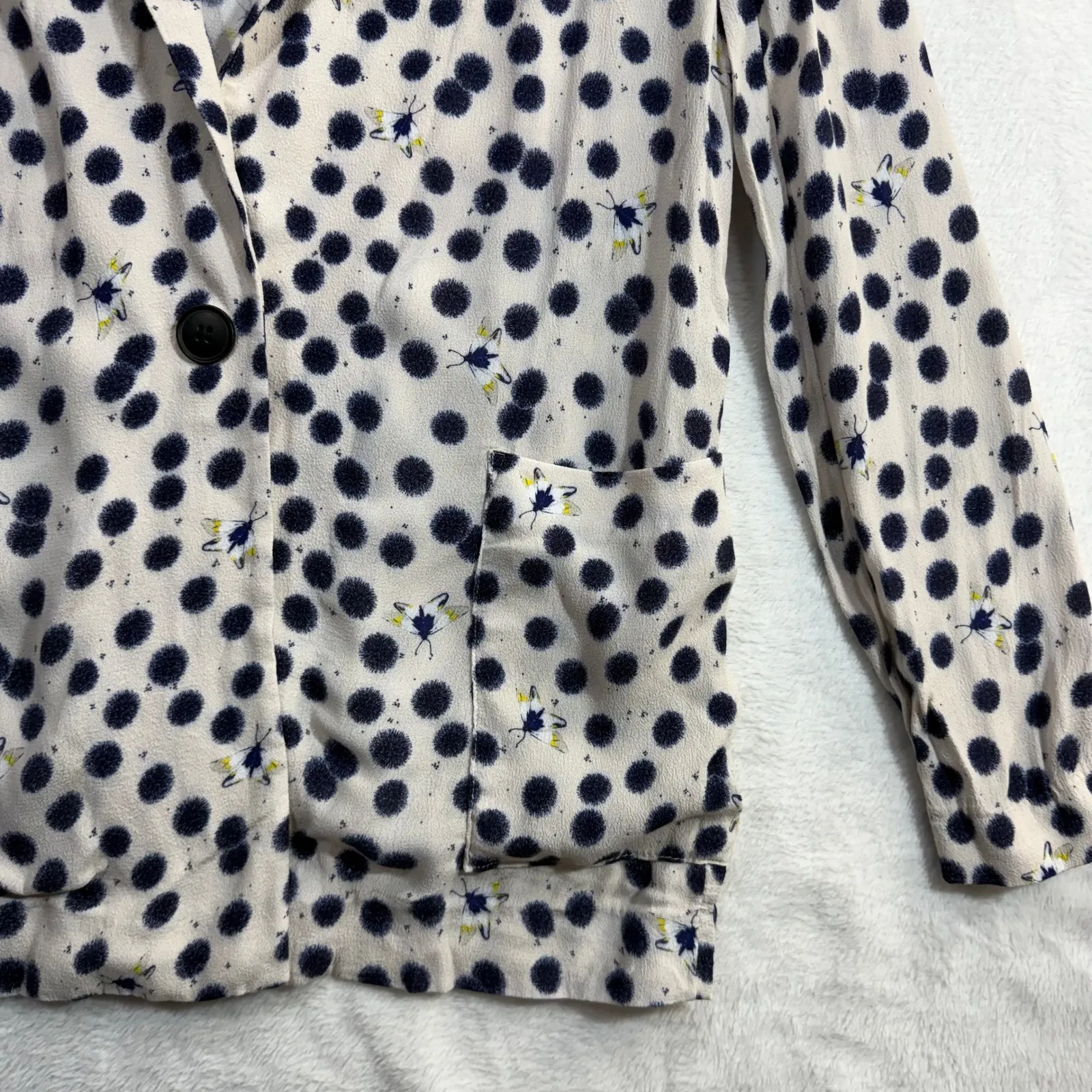 Anna Glover x H&M S Blazer Cream Navy Polka Dot Moth Artsy Cottage White - Image 3