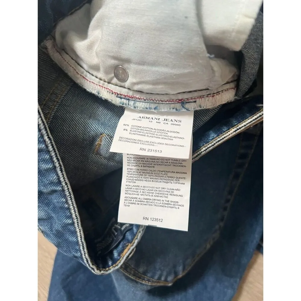 AJ Armani Jeans Woman Distressed Straight Leg Jeans Sz 26 - Image 8